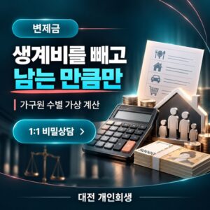생계비 공제로 정해지는 월 변제금 | 소득별 가상 계산 표