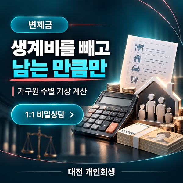 생계비 공제로 정해지는 월 변제금 | 소득별 가상 계산 표